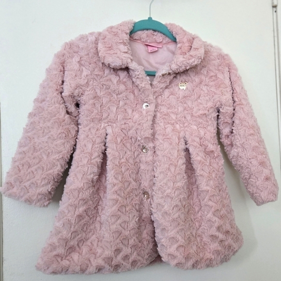 JUICY COUTURE PLUSH DRESS PeaCOAT Blush Pink Girls 7 - Picture 1 of 5